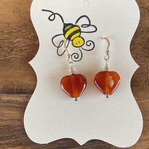 Carnelian Heart Earrings
